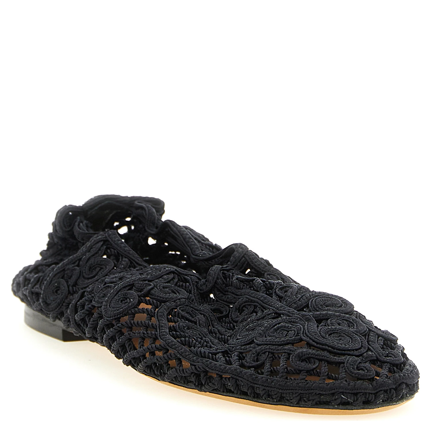 Black Polyester Ballet Flats