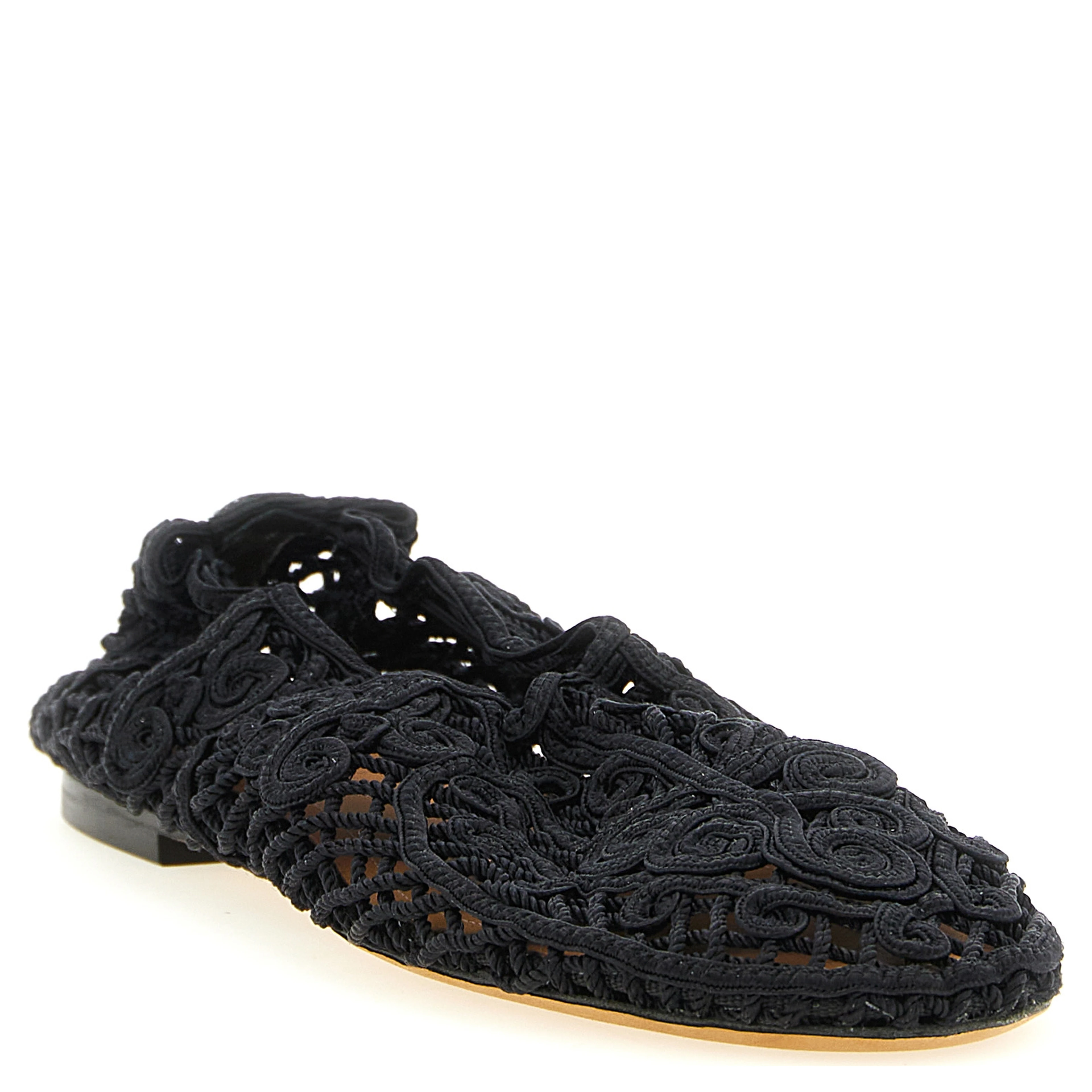 Black Polyester Ballet Flats