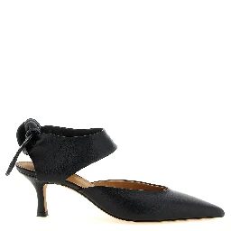 Black Lamb Leather Mid Heel Pumps
