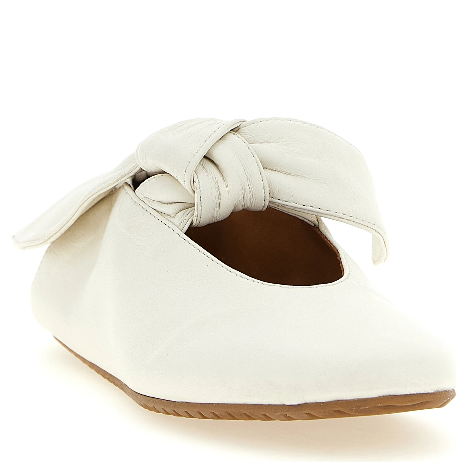 White Lamb Leather Ballet Flats