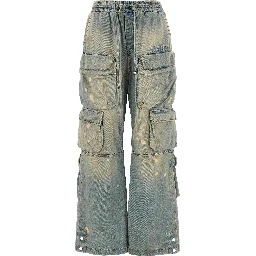 Blue Cotton Flared Jeans