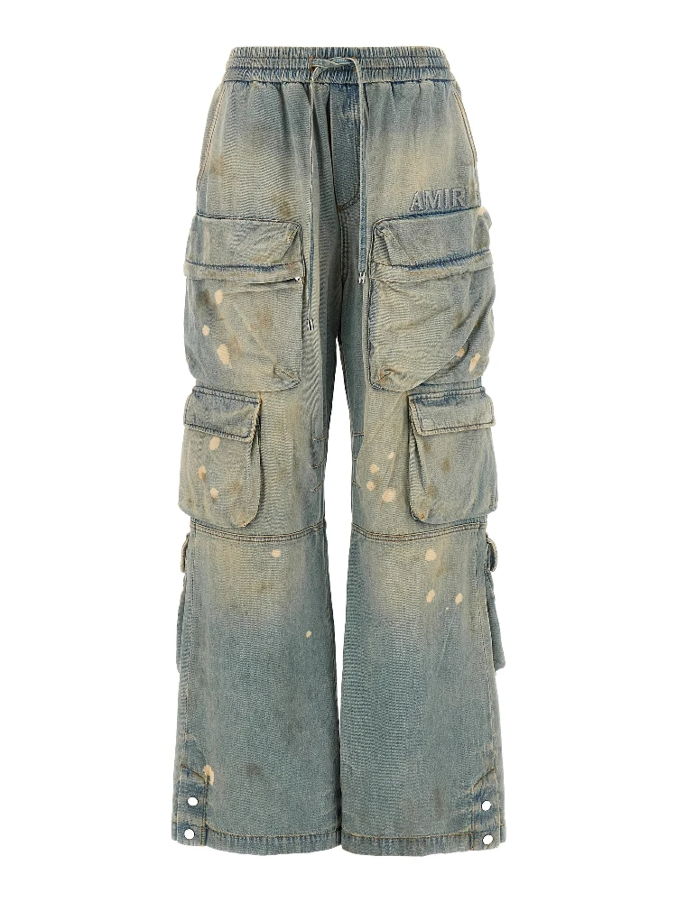 Blue Cotton Flared Jeans