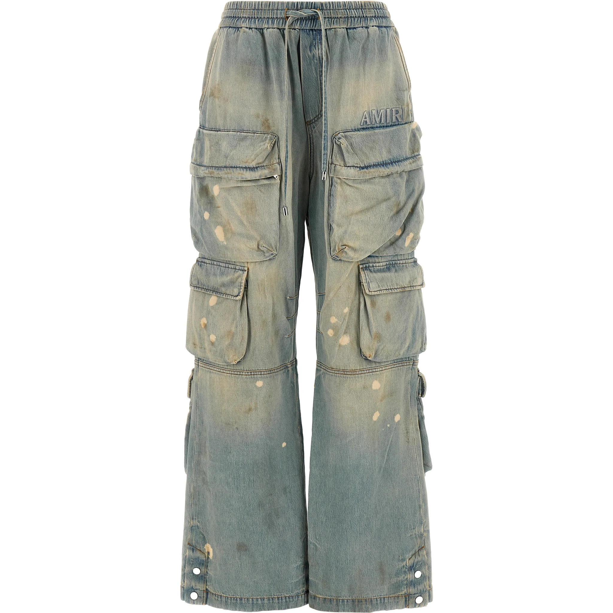 Blue Cotton Flared Jeans