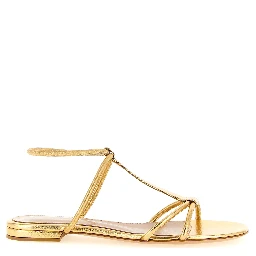 Gold Lamb Leather Flat Sandals