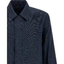Blue Linen Full-Length Jacket