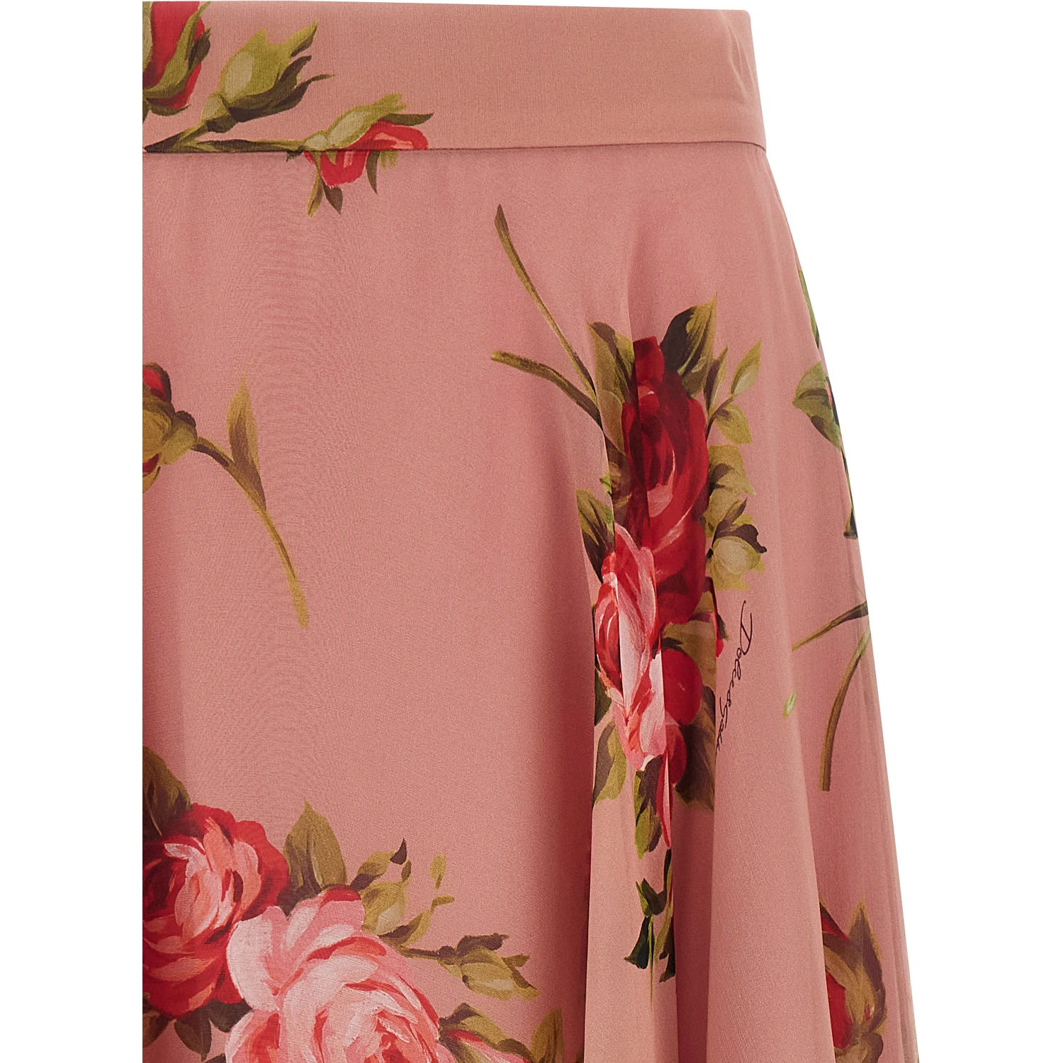Multicolor Silk Midi Skirt