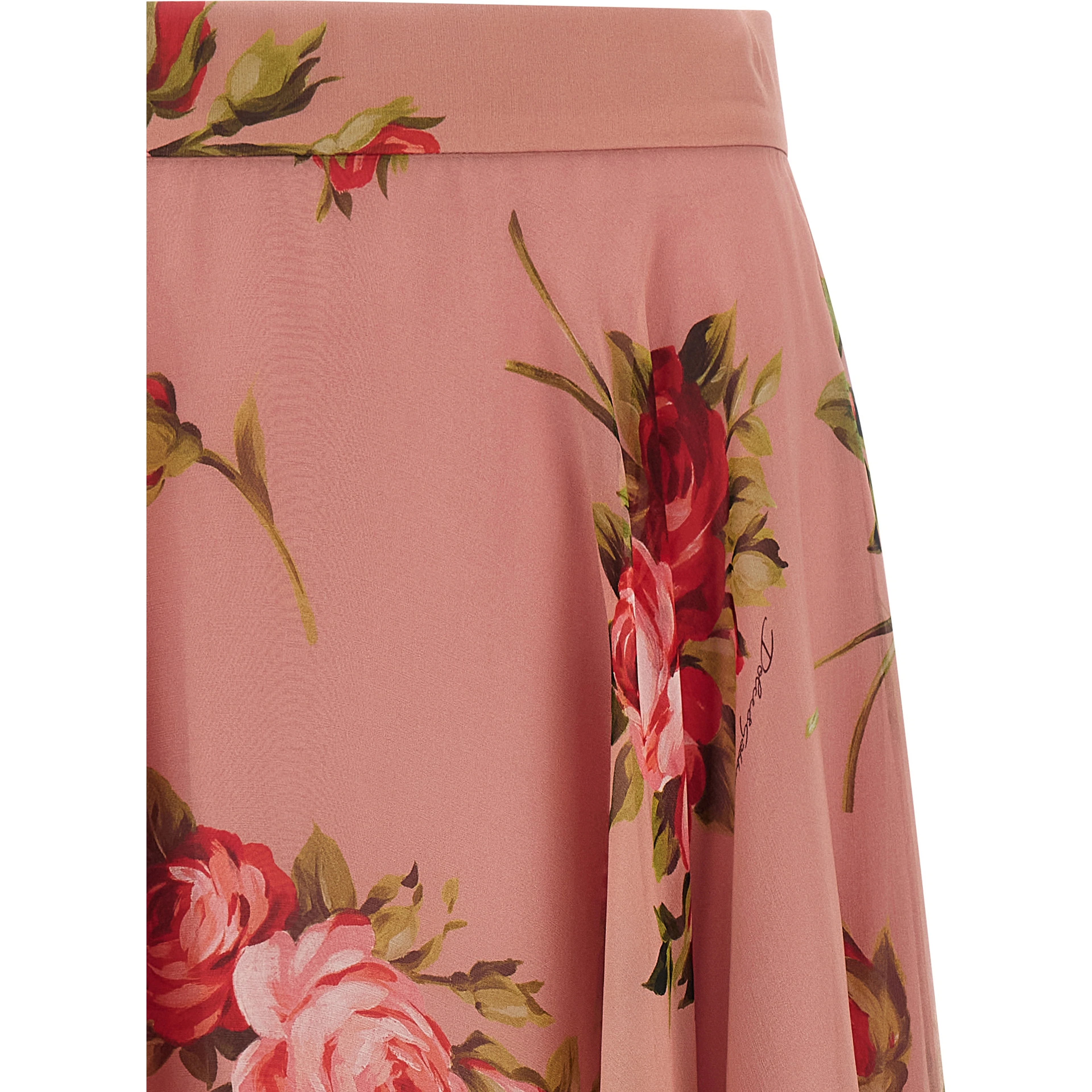 Multicolor Silk Midi Skirt