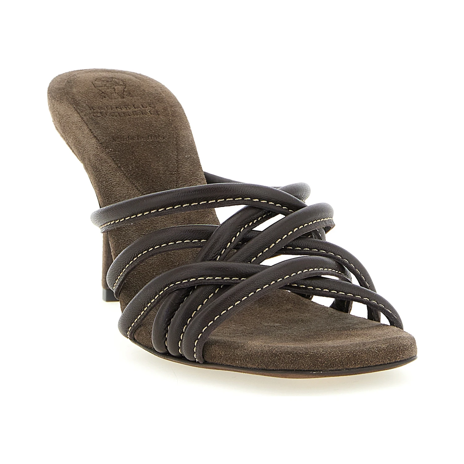 Brown Leather Stiletto Heel Sandals