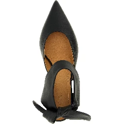 Black Lamb Leather Mid Heel Pumps