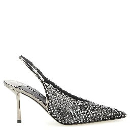 Gray Polyester High Heel Pumps