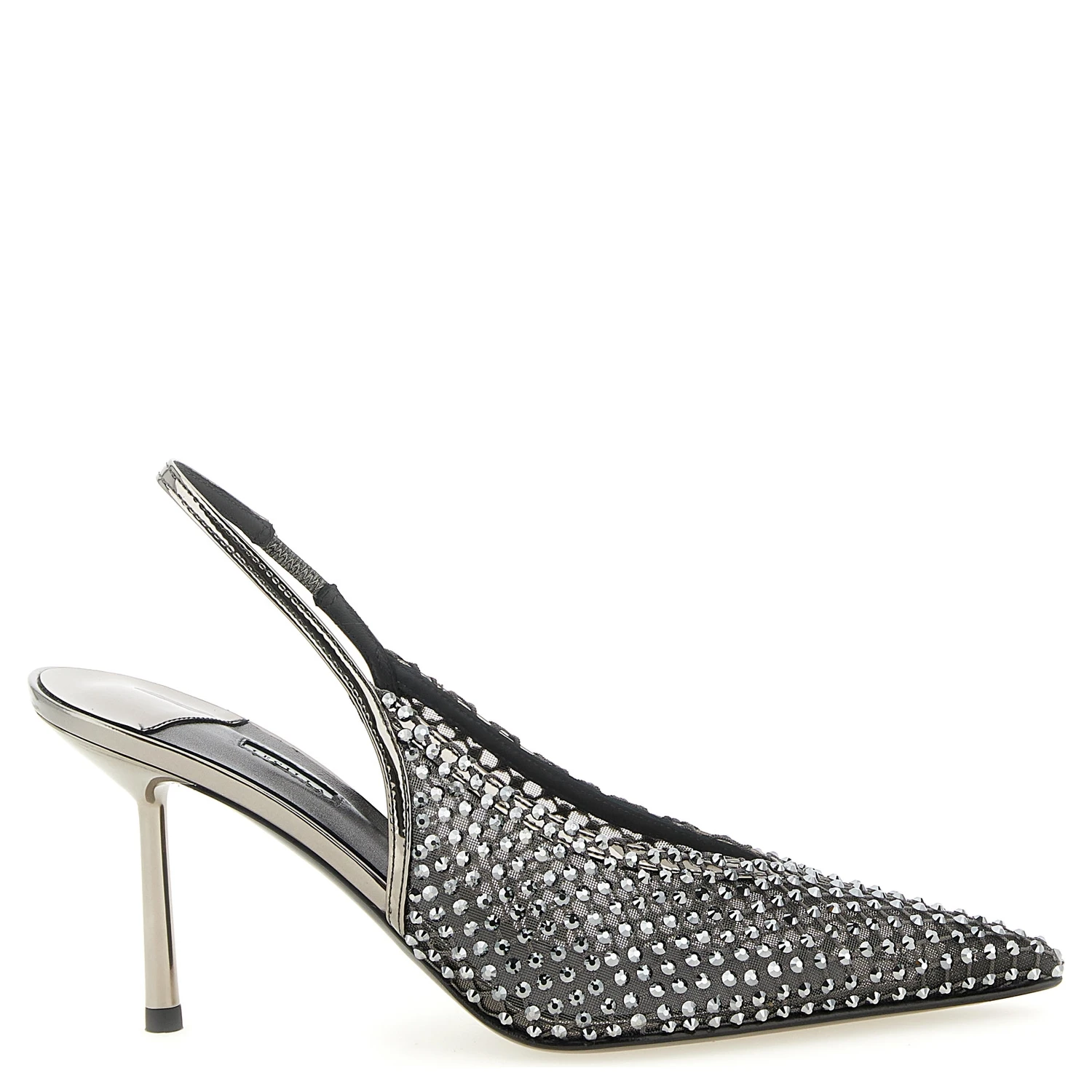 Gray Polyester High Heel Pumps