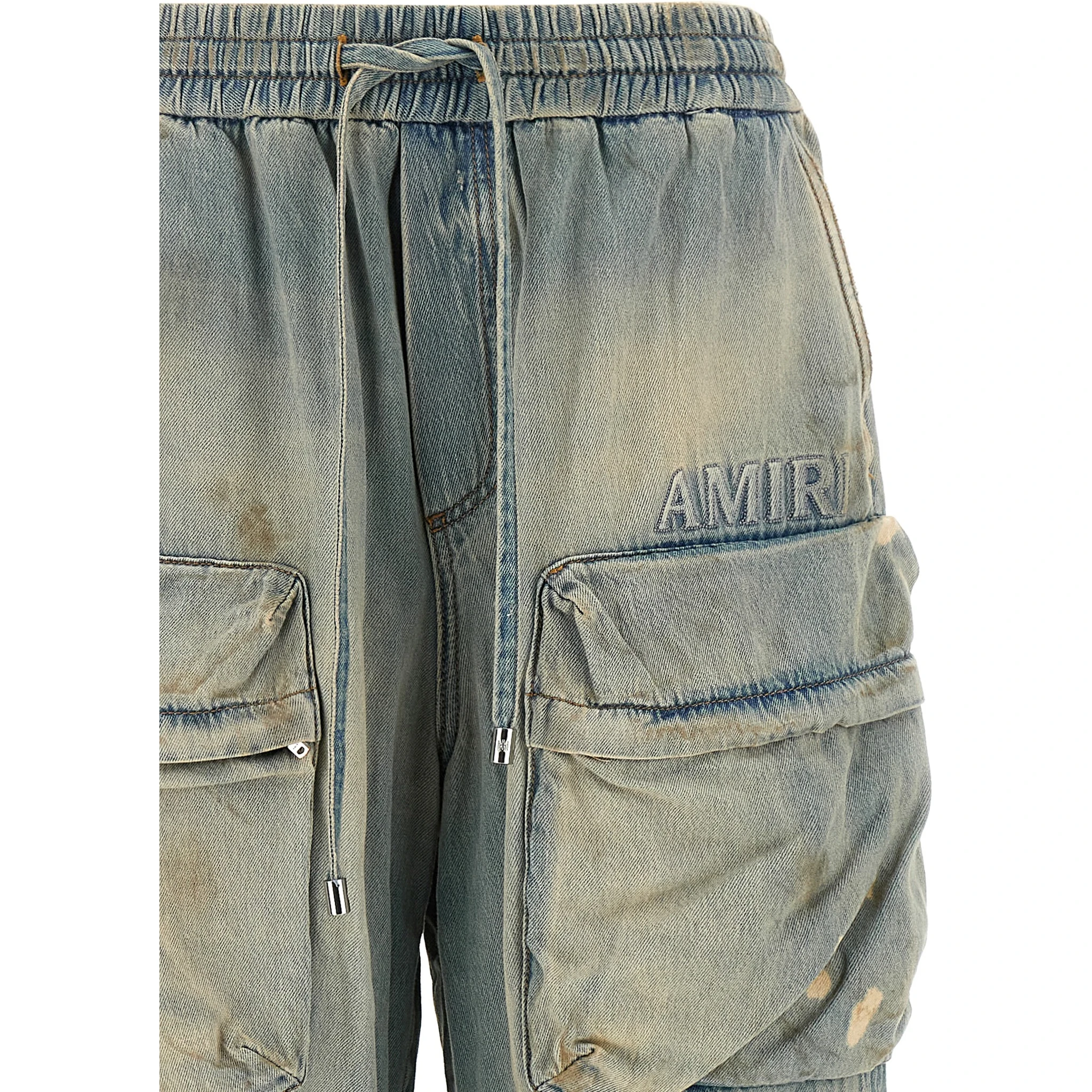 Blue Cotton Flared Jeans