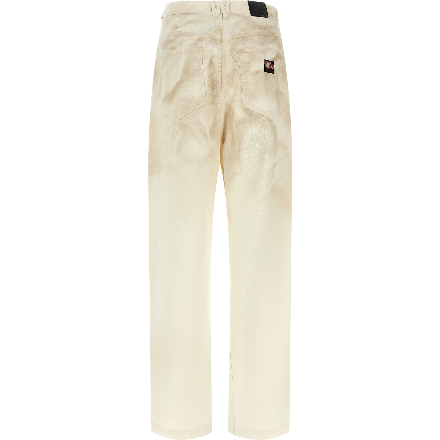 Beige Cotton Tapered Jeans