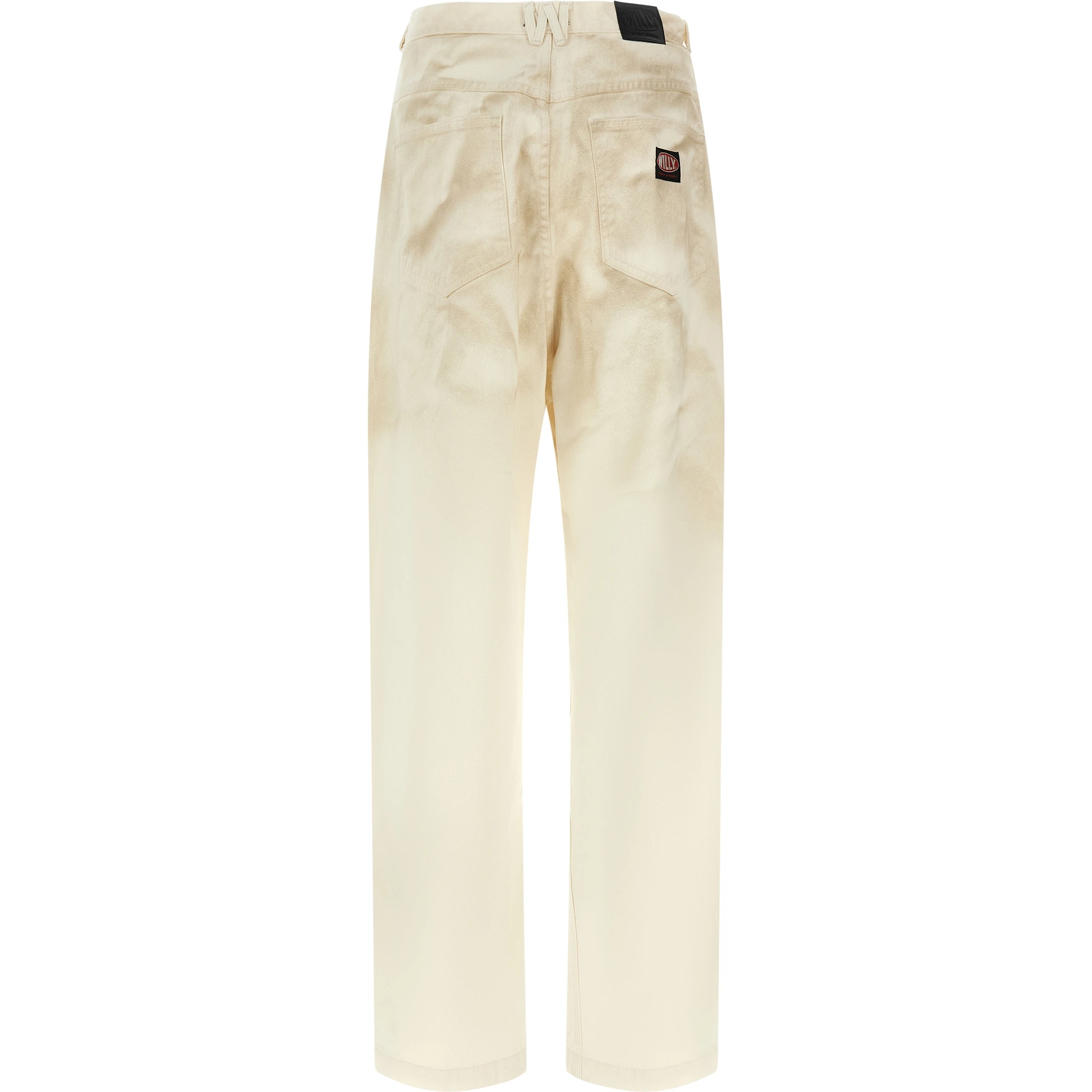 Beige Cotton Tapered Jeans