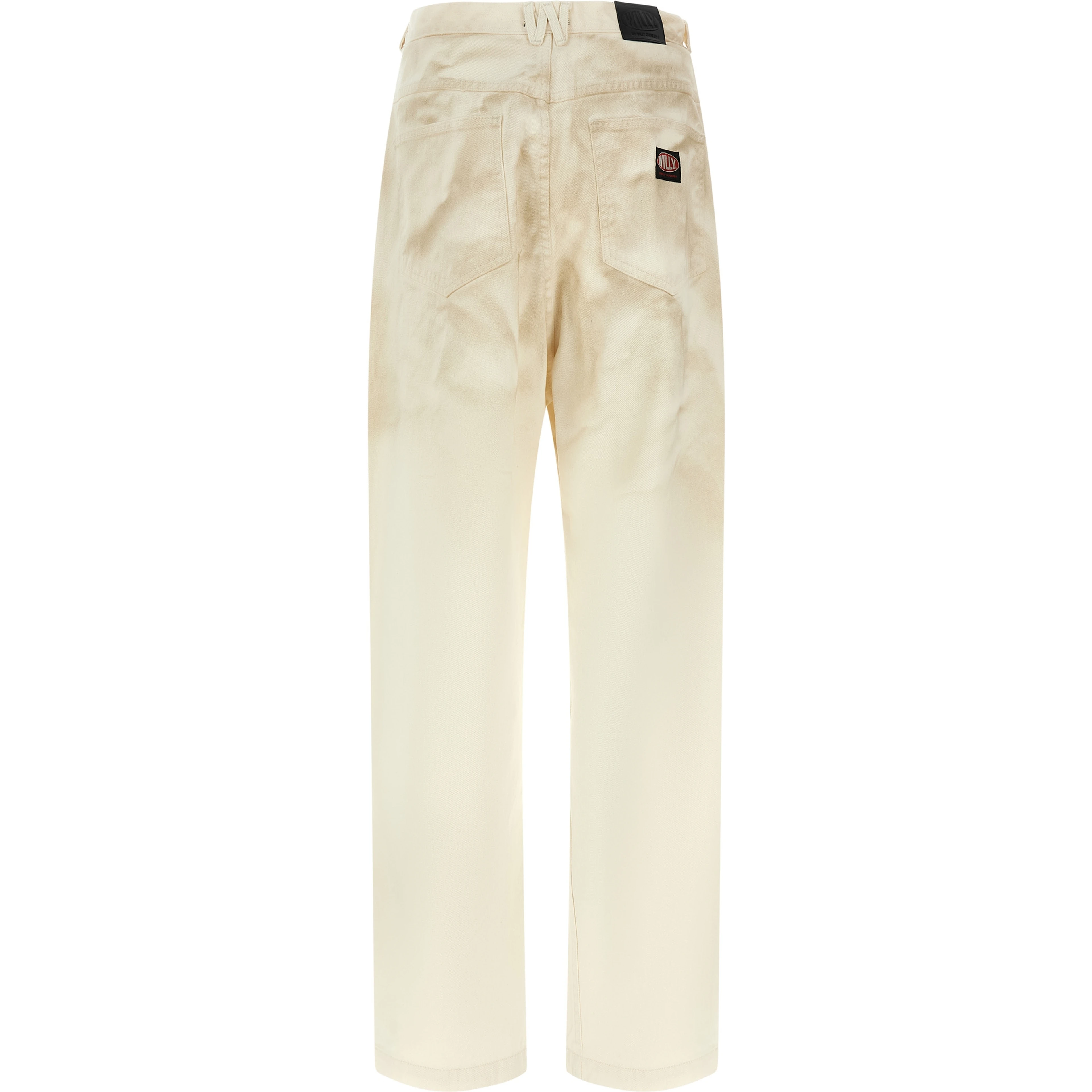Beige Cotton Tapered Jeans