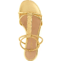 Gold Lamb Leather Flat Sandals