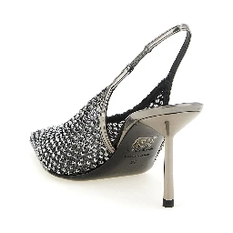 Gray Polyester High Heel Pumps