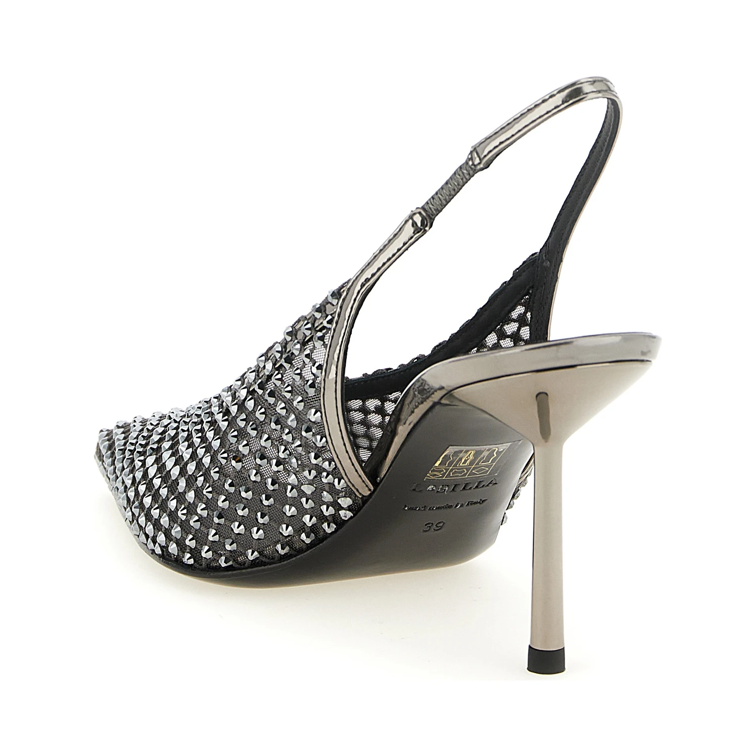 Gray Polyester High Heel Pumps