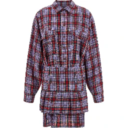 Multicolor Linen Short Dress