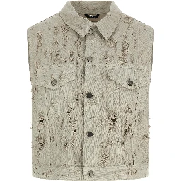 Gray Cotton Sleeveless Jacket