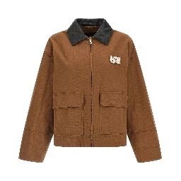 Brown Cotton Full-Length Jacket