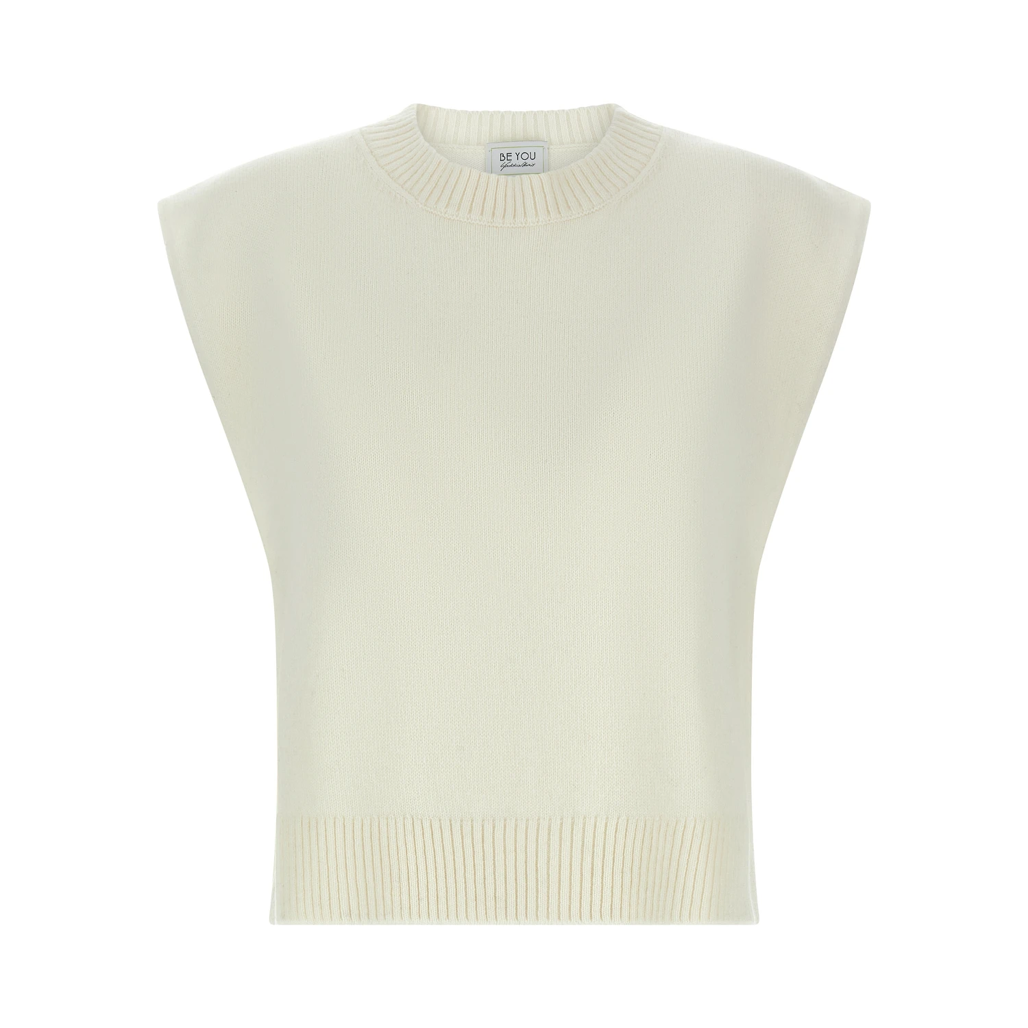White Cashmere Sleeveless Jacket