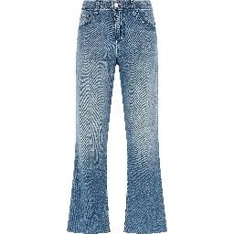 Blue Cotton Flared Jeans