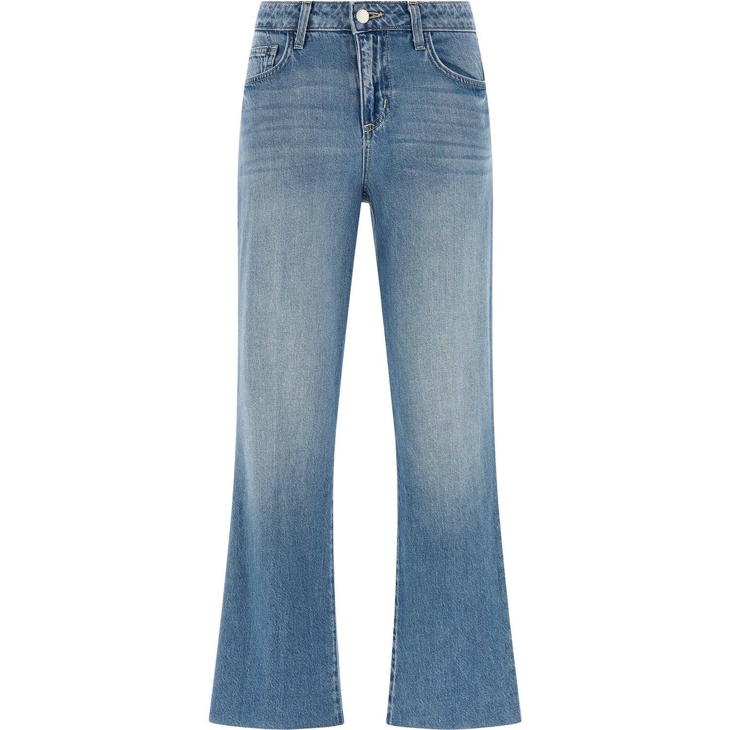 Blue Cotton Flared Jeans