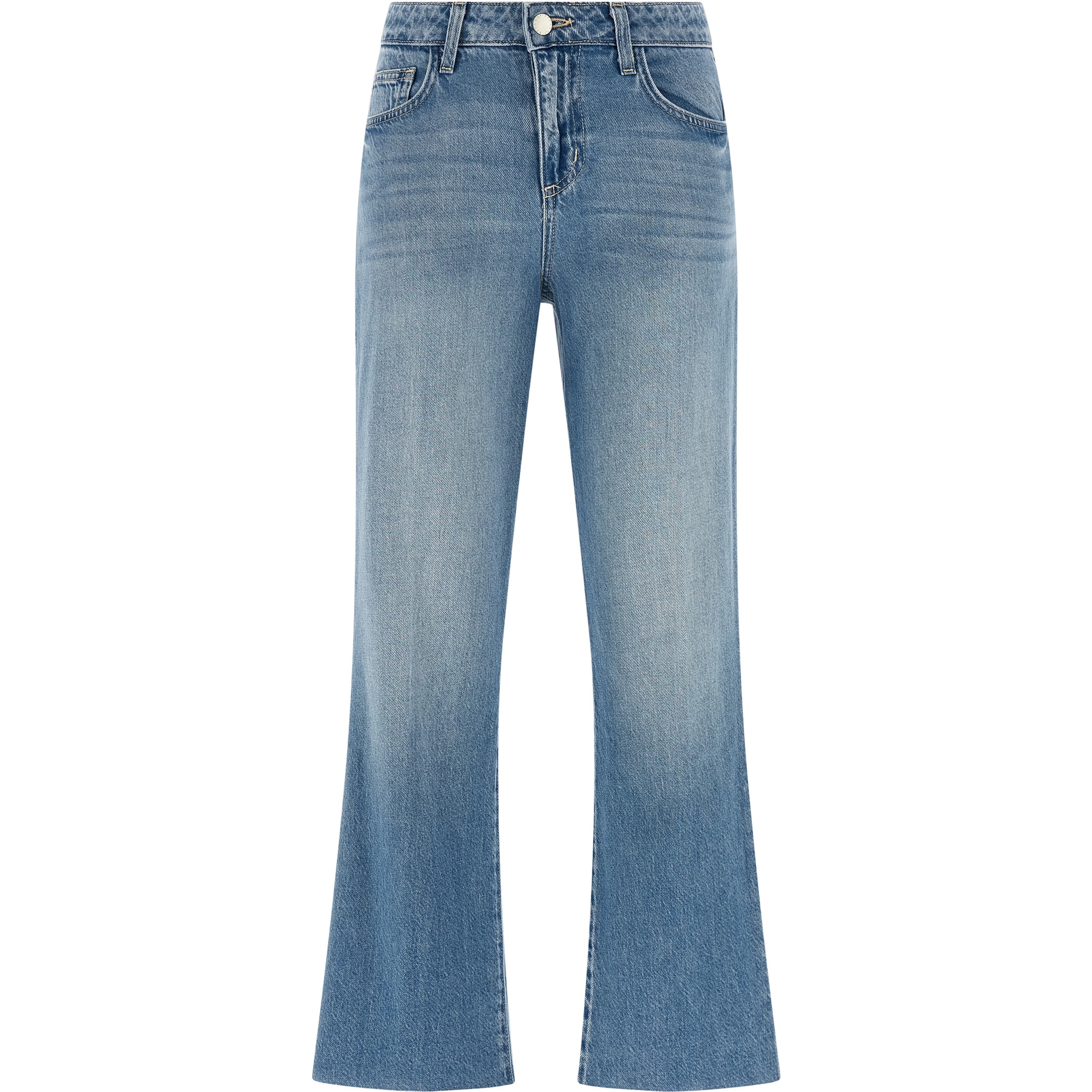 Blue Cotton Flared Jeans