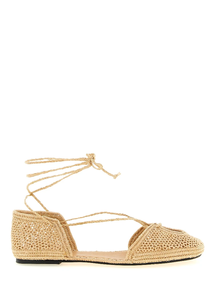Beige Viscose Ballet Flats