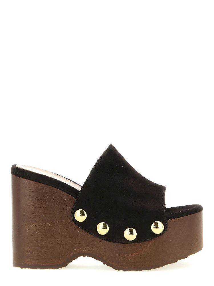Brown Suede Leather Wedge Sandals