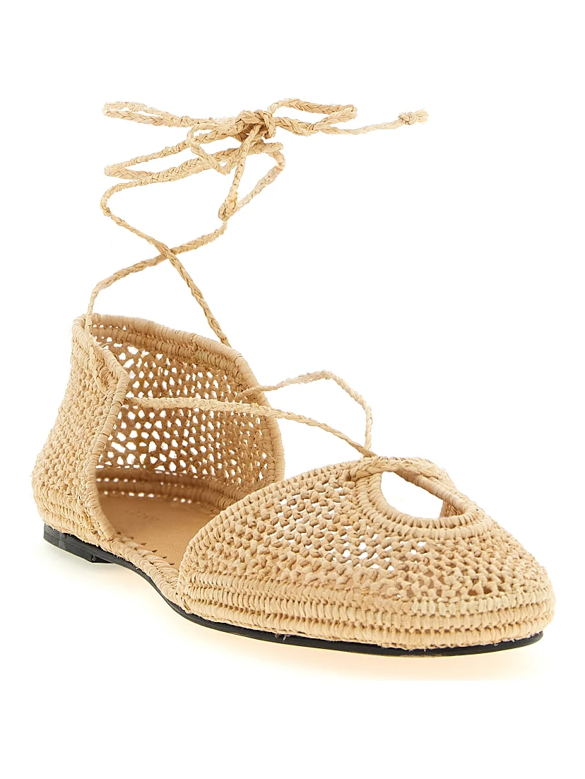 Beige Viscose Ballet Flats