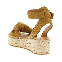 Beige Calfskin Wedge Sandals
