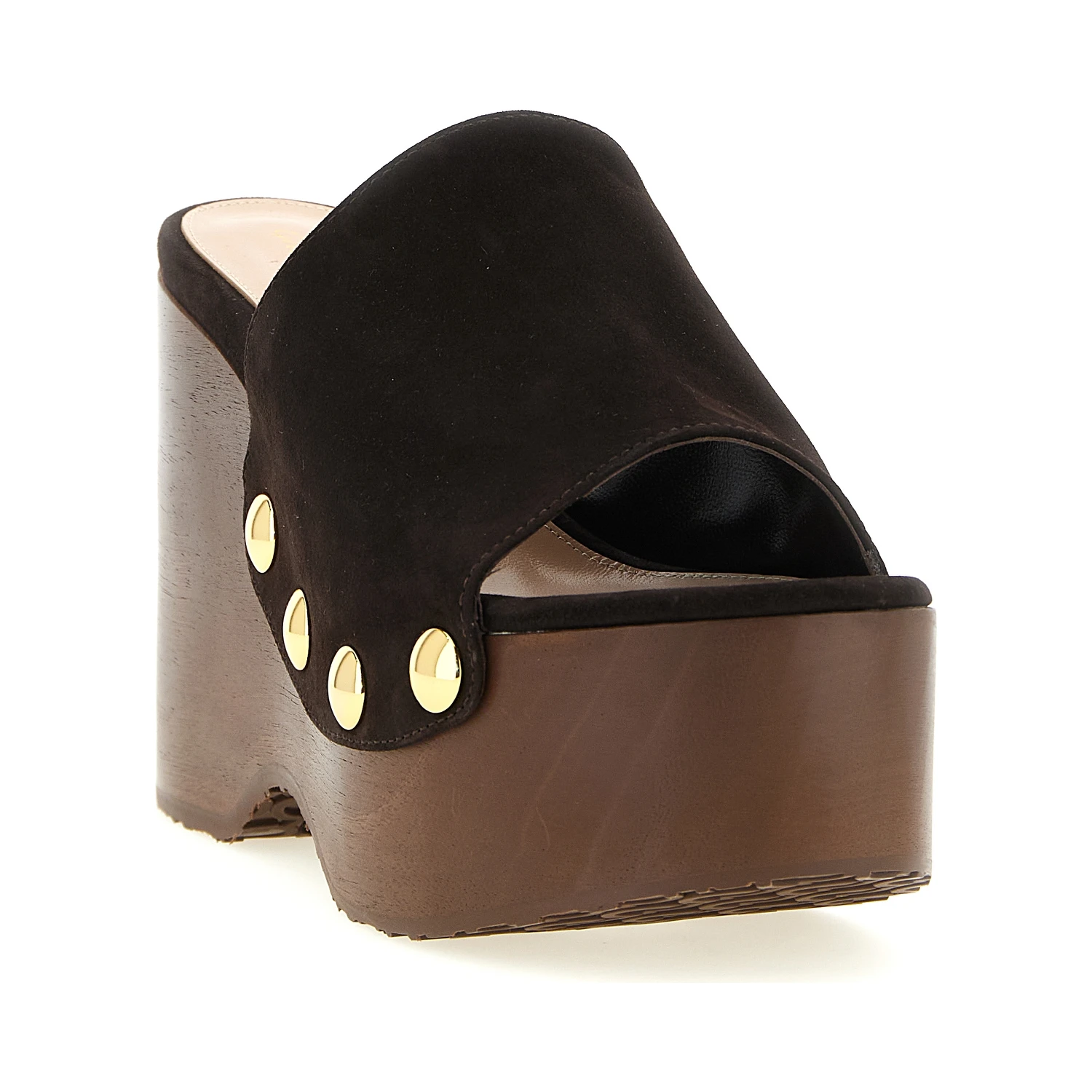Brown Suede Leather Wedge Sandals