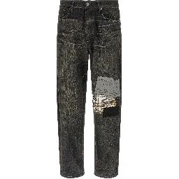 Black Cotton Tapered Jeans