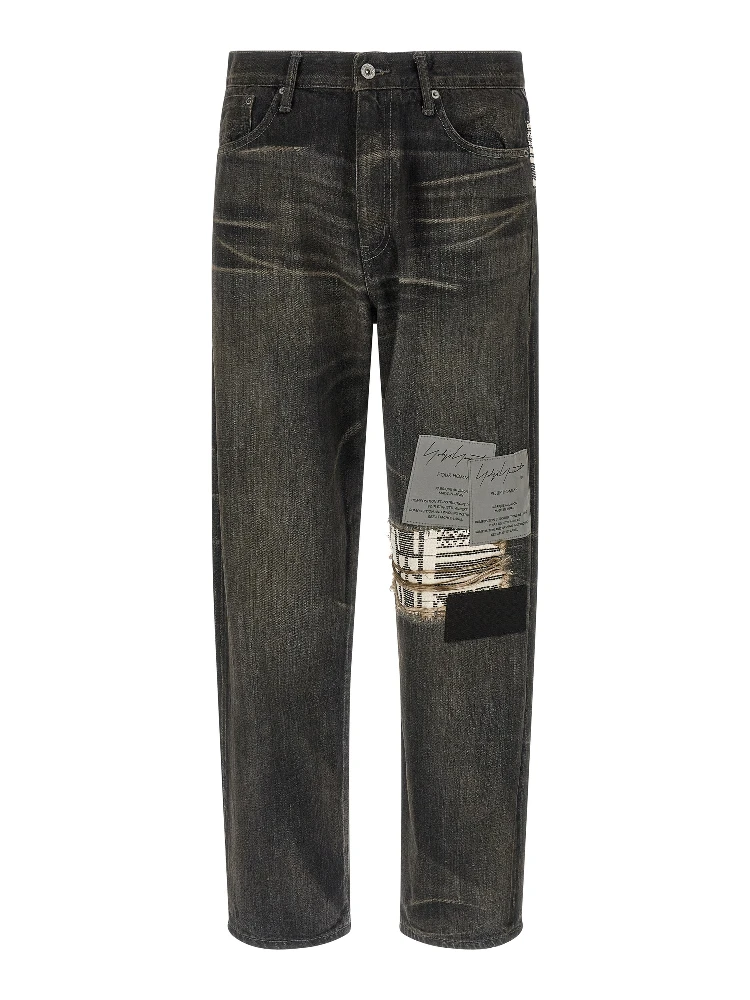 Black Cotton Tapered Jeans