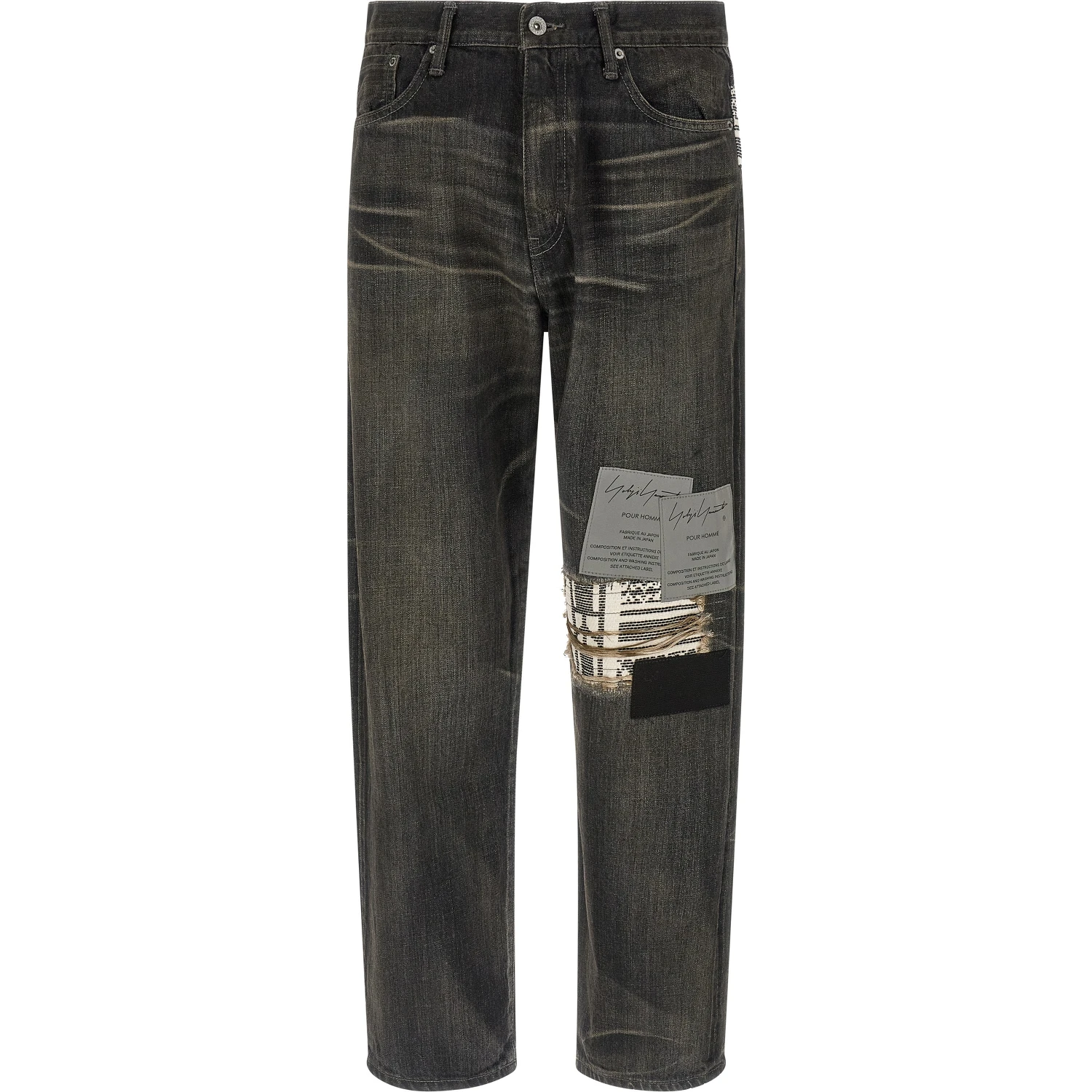 Black Cotton Tapered Jeans