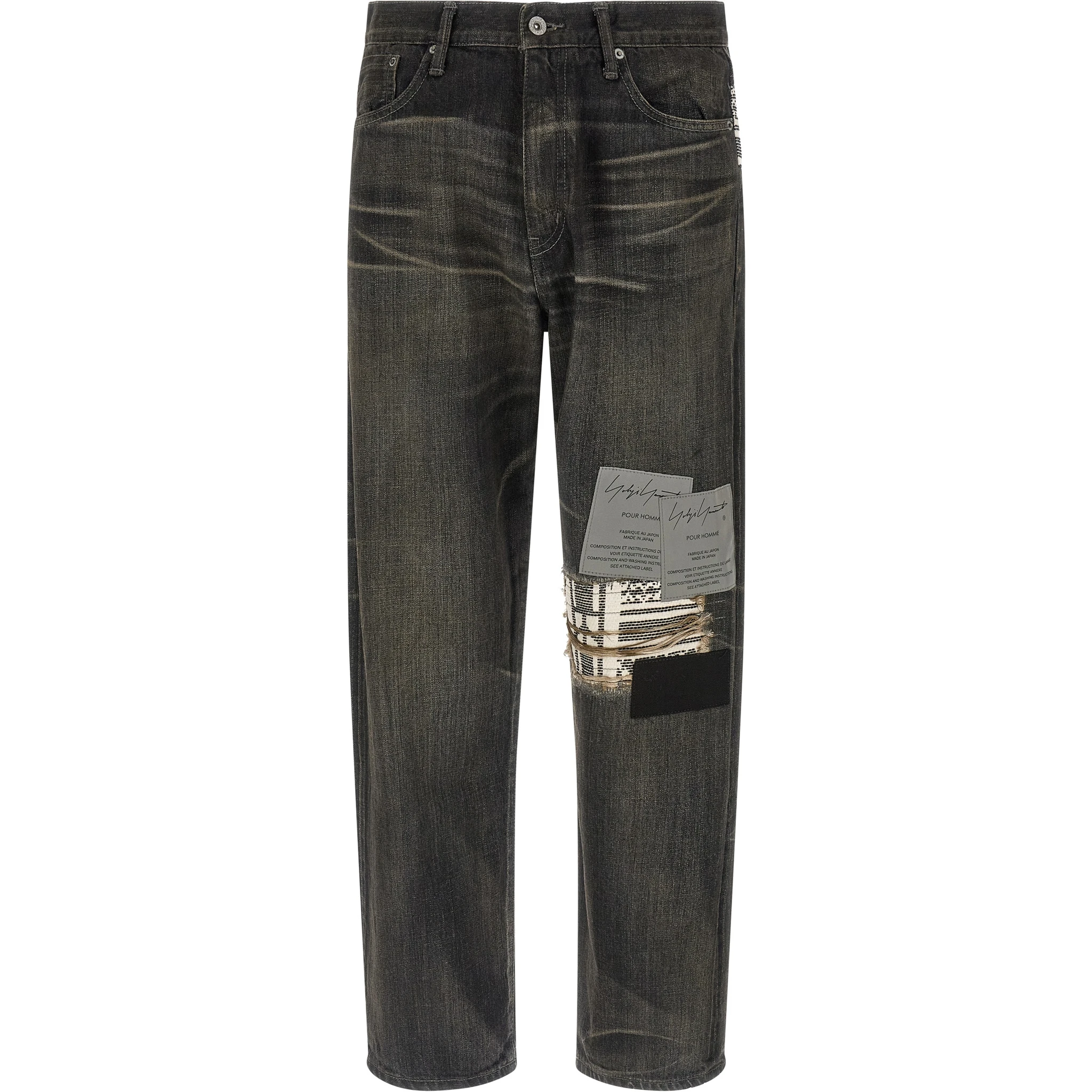 Black Cotton Tapered Jeans