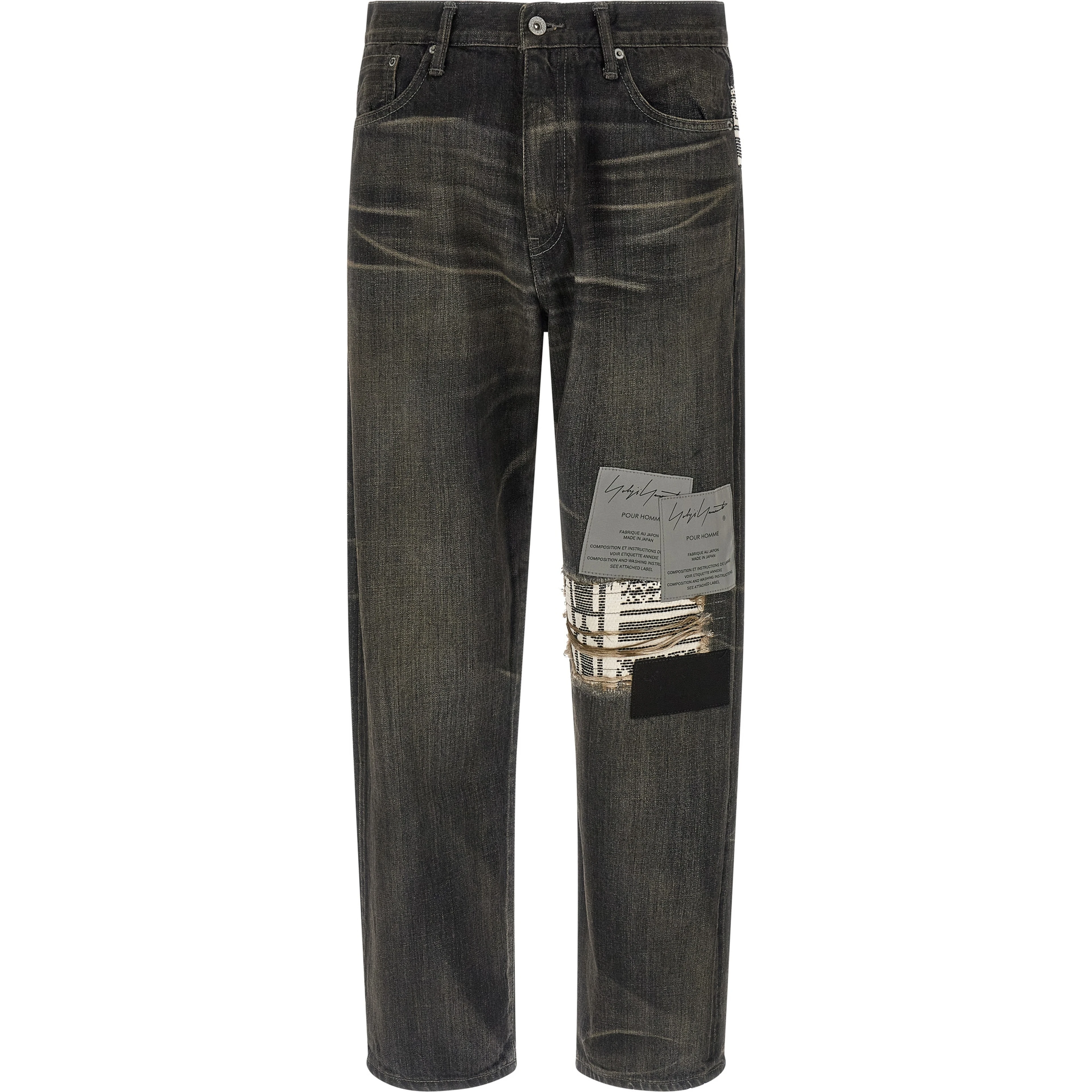 Black Cotton Tapered Jeans