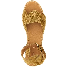 Beige Calfskin Wedge Sandals