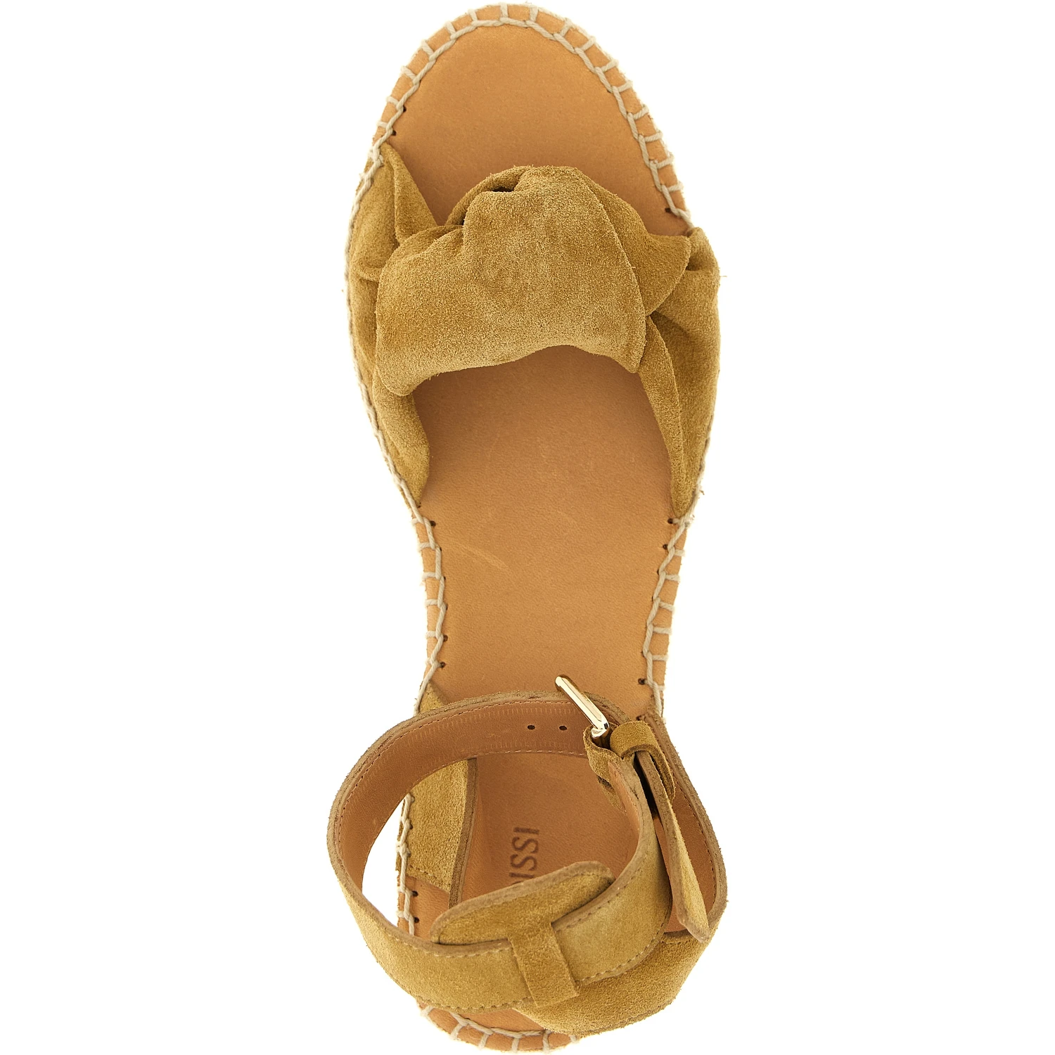 Beige Calfskin Wedge Sandals
