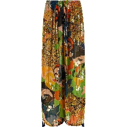 Multicolor Silk Casual Pants