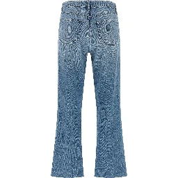 Blue Cotton Flared Jeans