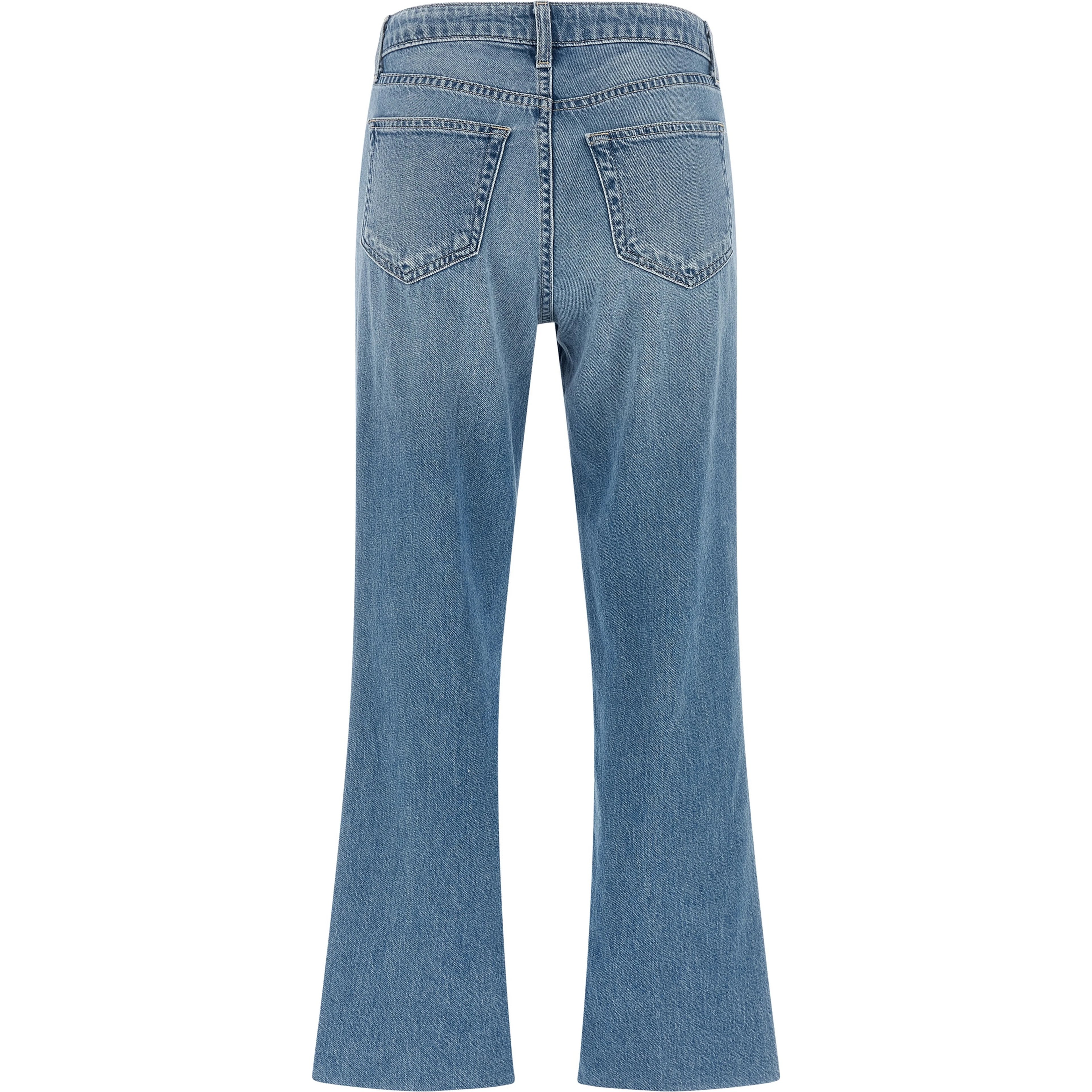 Blue Cotton Flared Jeans