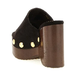 Brown Suede Leather Wedge Sandals