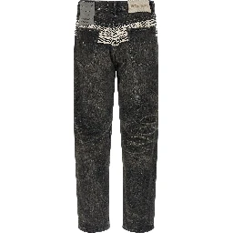 Black Cotton Tapered Jeans