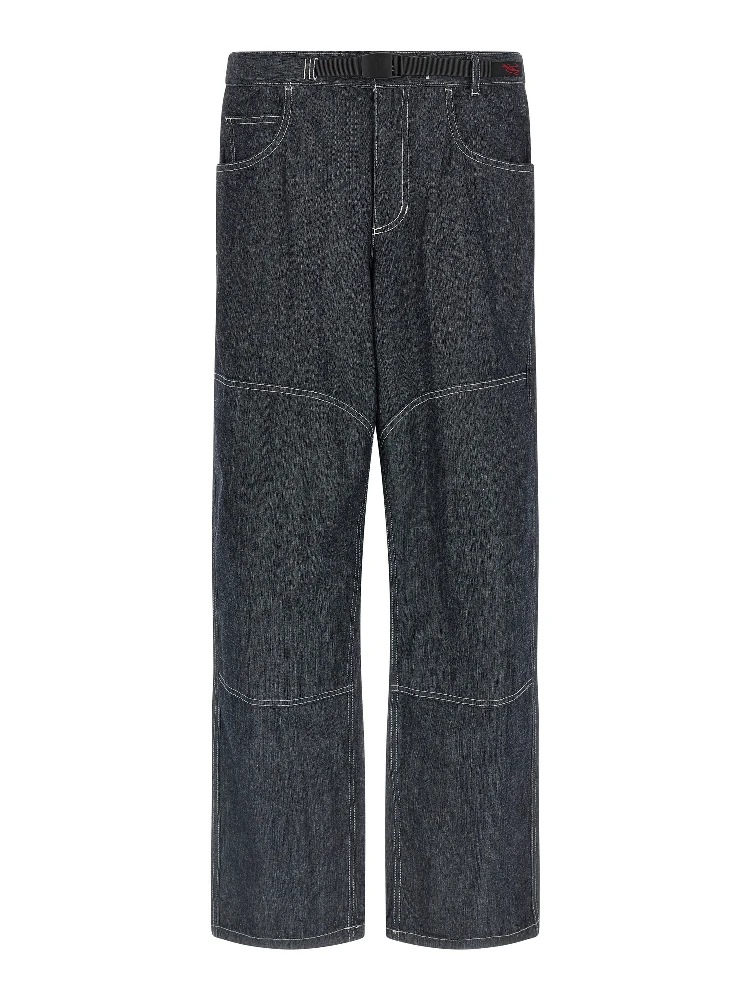 Blue Cotton Straight-Leg Jeans