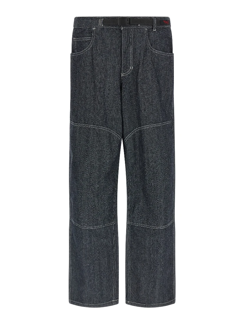 Blue Cotton Straight-Leg Jeans