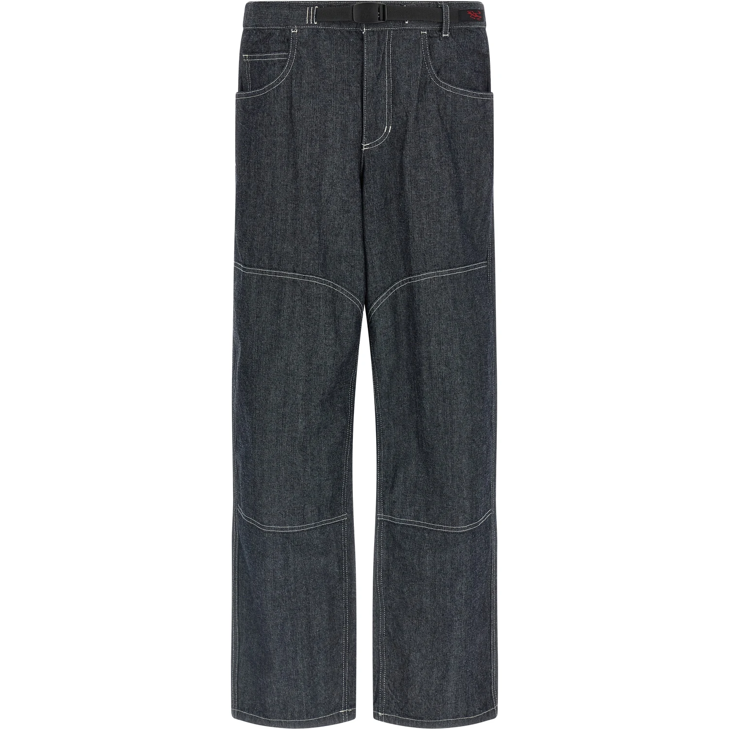 Blue Cotton Straight-Leg Jeans