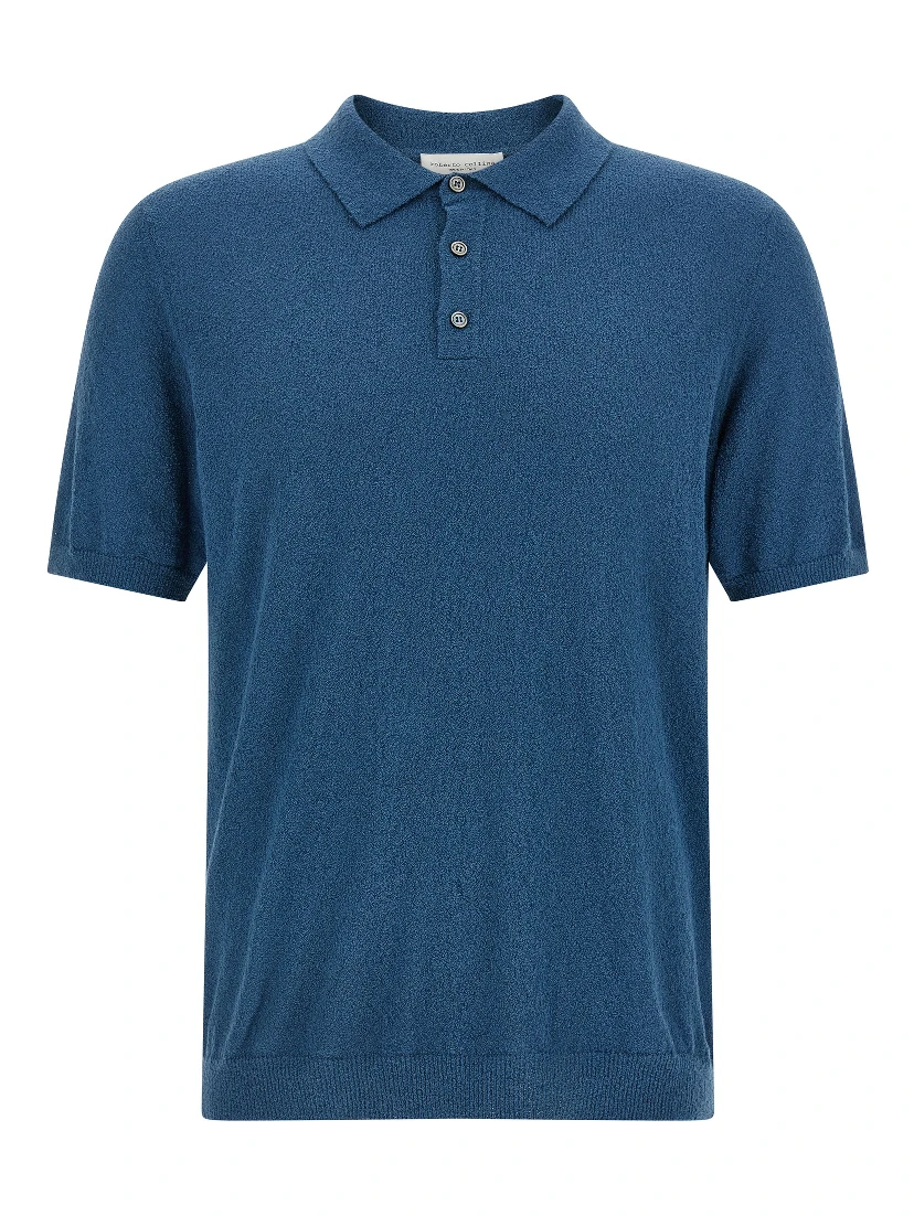Blue Cotton Polo Shirt